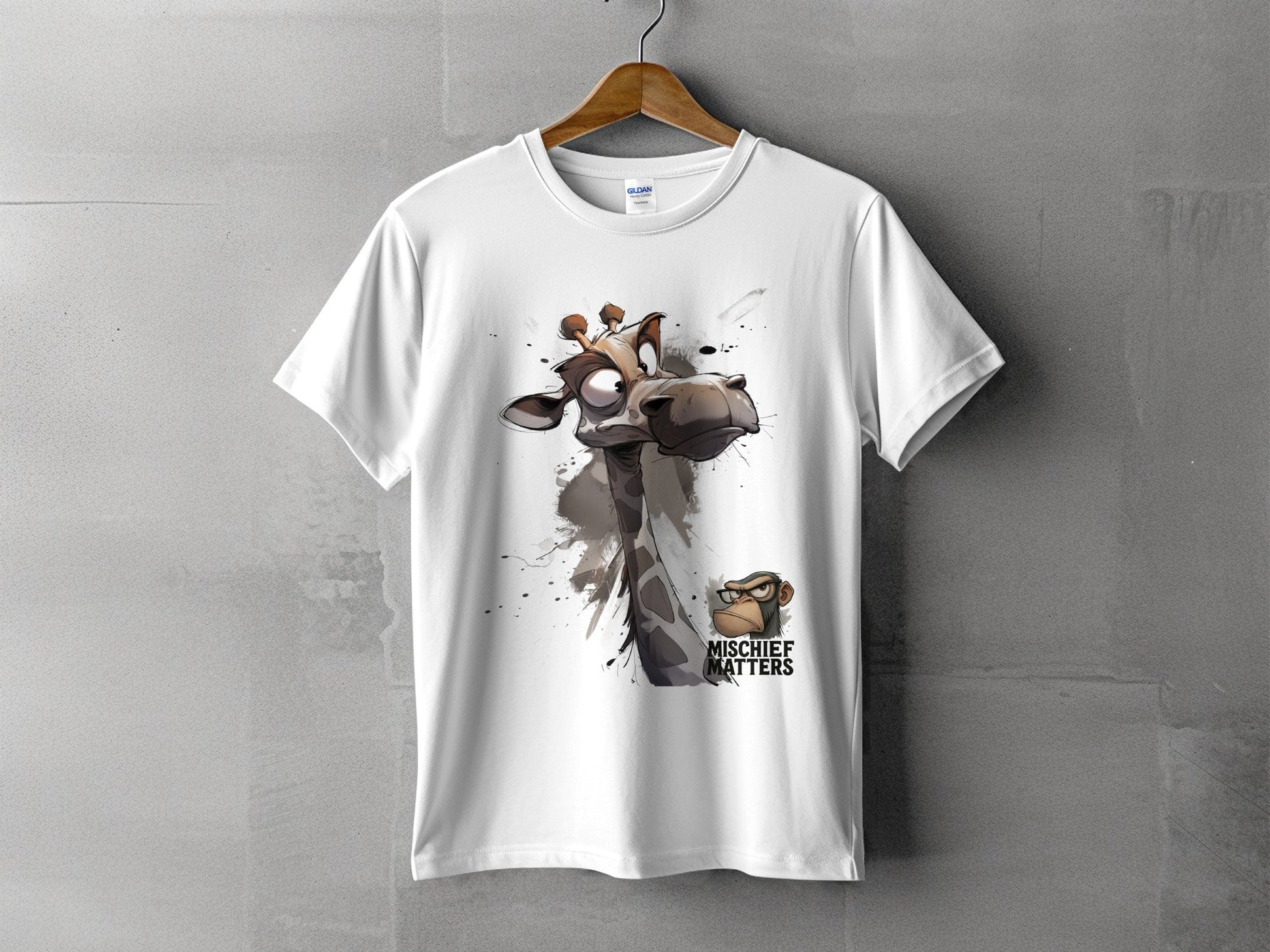 RMA APPAREL Giraffe T-Shirt S to 5XL, Unisex Giraffe Shirt, Wildlife Tee - Mischief Matters White T-shirt - RMA APPAREL - Roclla Media Apparel Store