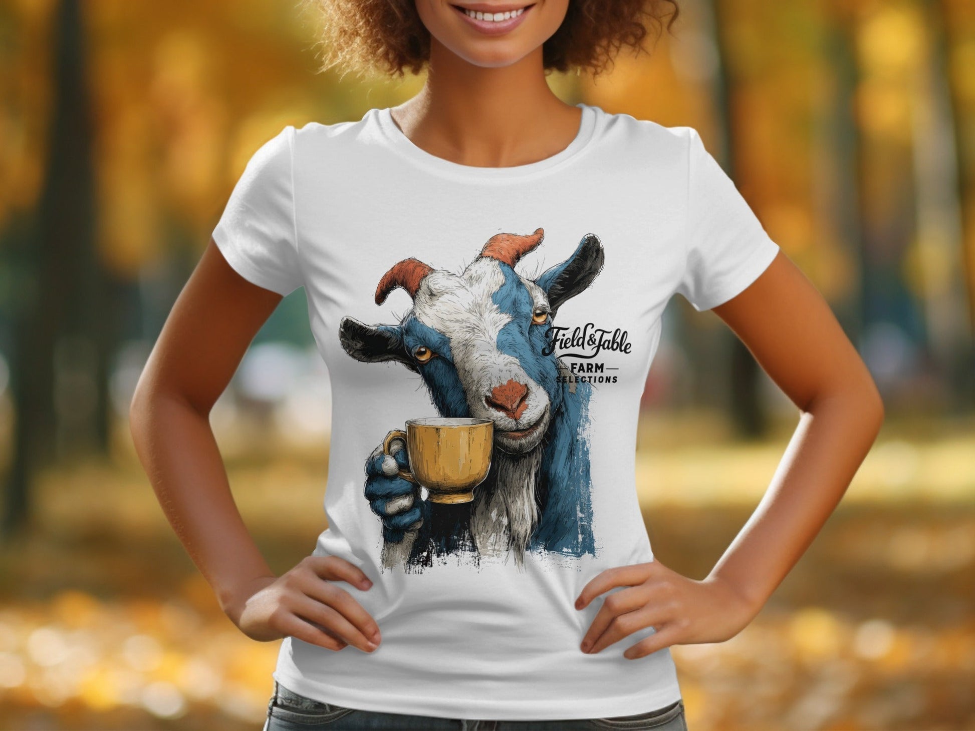 RMA APPAREL Goat Coffee Farm Sizes S to 5XL Mens T-Shirt - Field&Fable White T-Shirt - RMA APPAREL - Roclla Media Apparel Store