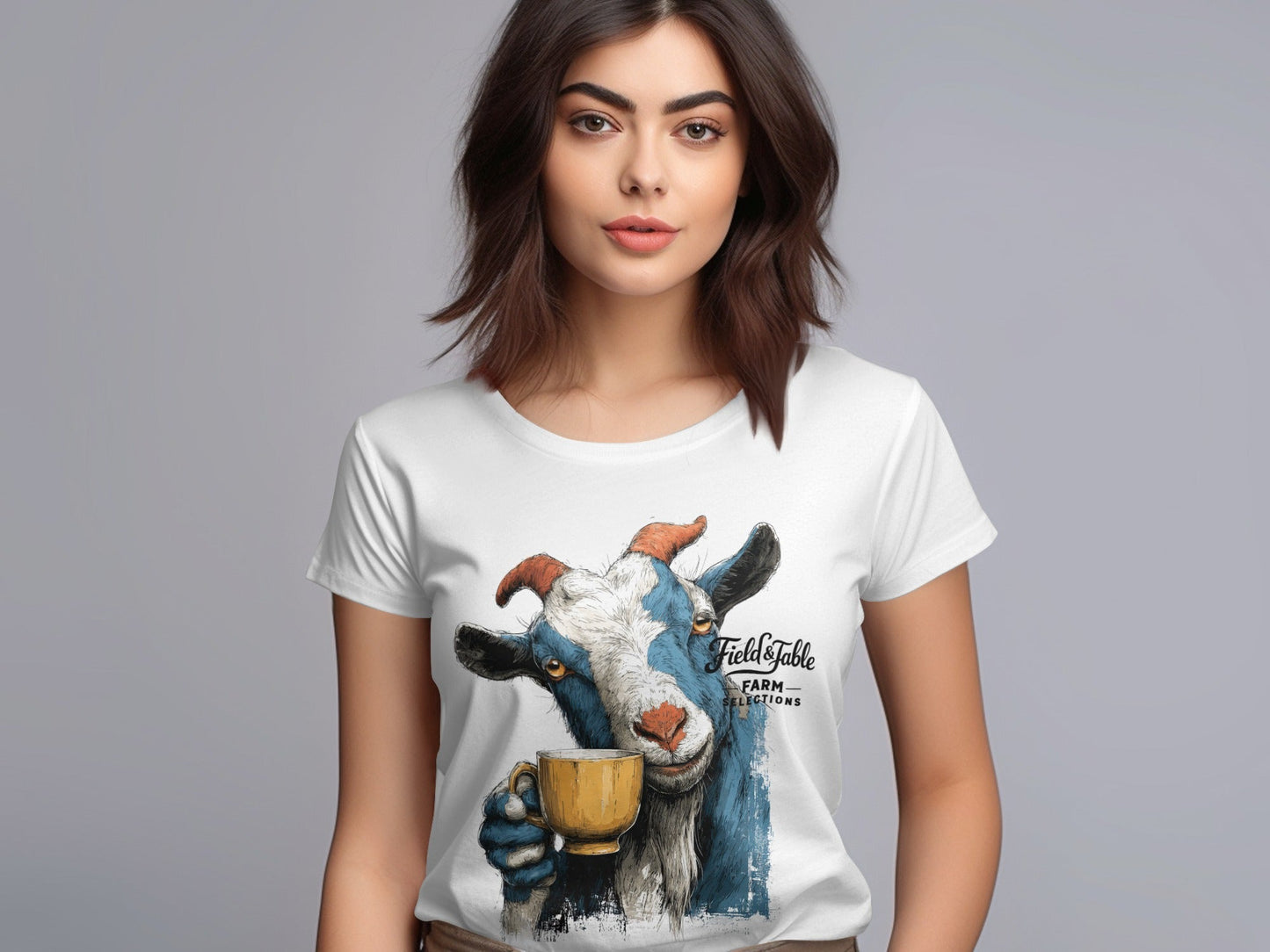 RMA APPAREL Goat Coffee Farm Sizes S to 5XL Mens T-Shirt - Field&Fable White T-Shirt - RMA APPAREL - Roclla Media Apparel Store