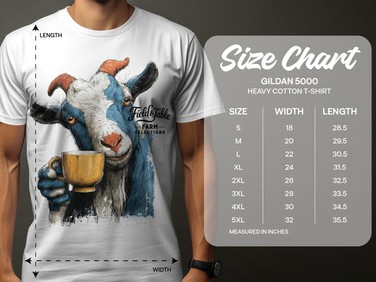 RMA APPAREL Goat Coffee Farm Sizes S to 5XL Mens T-Shirt - Field&Fable White T-Shirt - RMA APPAREL - Roclla Media Apparel Store