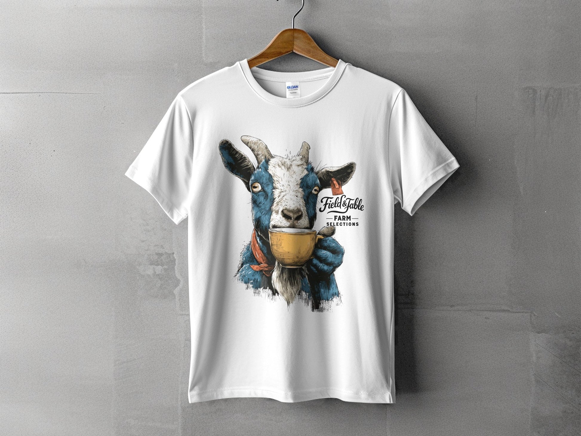 RMA APPAREL Goat Coffee Lover Mens Womens Unisex T-Shirt - Field&Fable White T-Shirt - RMA APPAREL - Roclla Media Apparel Store