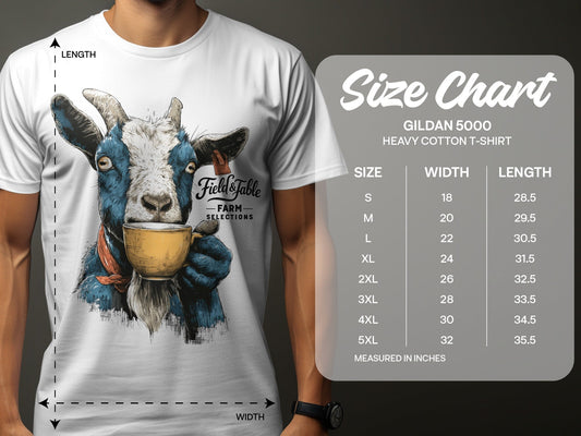 RMA APPAREL Goat Coffee Lover Mens Womens Unisex T-Shirt - Field&Fable White T-Shirt - RMA APPAREL - Roclla Media Apparel Store