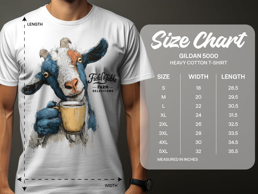 RMA APPAREL Goat Drinking Coffee Graphic Animal T-Shirt - Field&Fable White T-Shirt - RMA APPAREL - Roclla Media Apparel Store