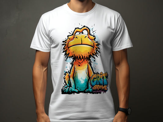 RMA APPAREL Gritty Growl Monster Wildlife Unisex T-Shirt S - 5XL - Grit & Growl White T-Shirts - RMA APPAREL - Roclla Media Apparel Store