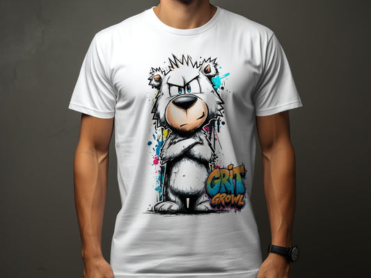 RMA APPAREL Grizzly Colourful Wildlife Unisex T-Shirt Sizes - Grit & Growl White T-Shirts - RMA APPAREL - Roclla Media Apparel Store