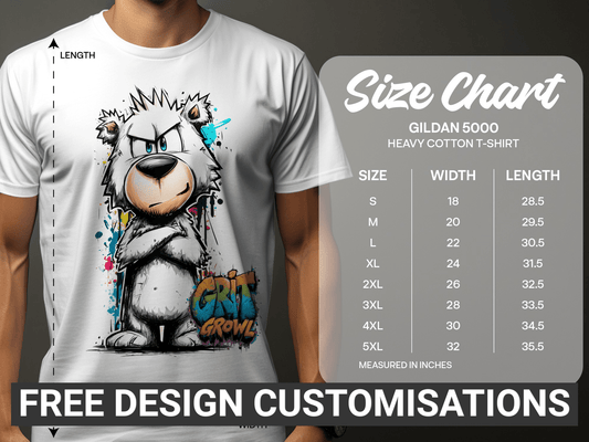 RMA APPAREL Grizzly Colourful Wildlife Unisex T-Shirt Sizes - Grit & Growl White T-Shirts - RMA APPAREL - Roclla Media Apparel Store