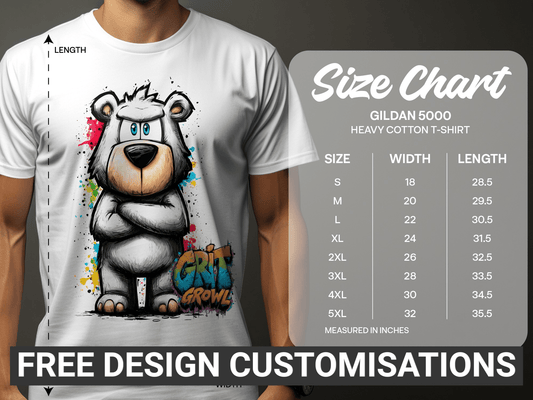 RMA APPAREL Grumpy Polar Bear Graffiti Art Unisex T-Shirt - Grit & Growl White T-Shirts - RMA APPAREL - Roclla Media Apparel Store