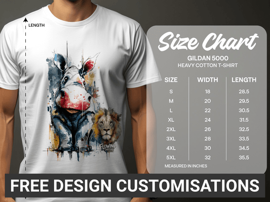 RMA APPAREL Hippo and Lion Animal Illustration T-Shirt - Flowing Emotions White T-Shirts - RMA APPAREL - Roclla Media Apparel Store