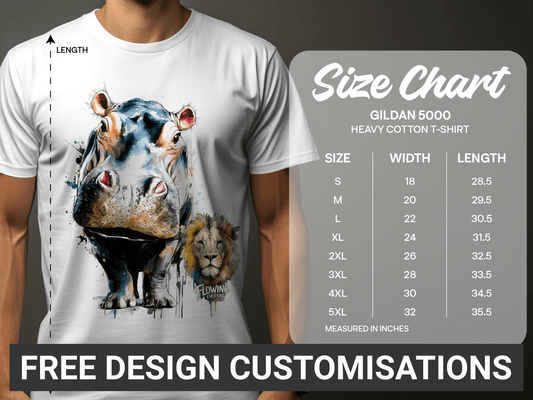 RMA APPAREL Hippo And Lion Design Unisex T-Shirt Sizes S - 5XL - Flowing Emotions White T-Shirts - RMA APPAREL - Roclla Media Apparel Store