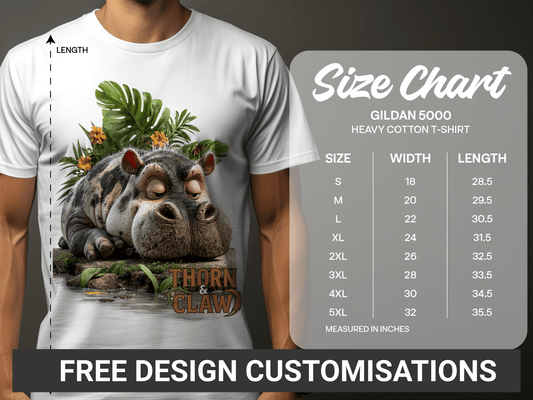 RMA APPAREL Hippo and Vegetation Design Sizes S to 5XL T-Shirt - Thorn & Claw White T-Shirts - RMA APPAREL - Roclla Media Apparel Store