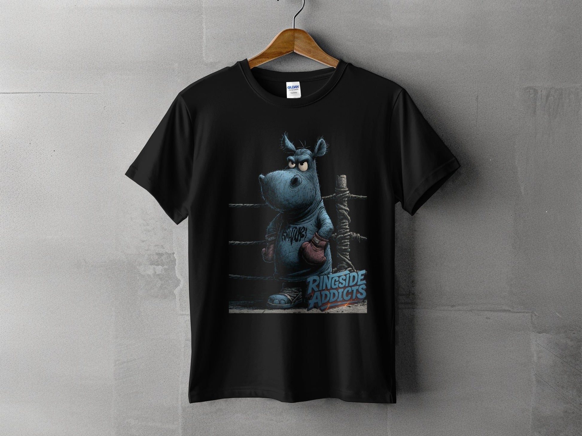 RMA APPAREL Hippo Boxer Unisex T-Shirt Sizes S to 5XL T-Shirt - Ringside Addicts White T-Shirt - RMA APPAREL - Roclla Media Apparel Store