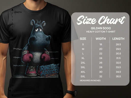 RMA APPAREL Hippo Boxer Unisex T-Shirt Sizes S to 5XL T-Shirt - Ringside Addicts White T-Shirt - RMA APPAREL - Roclla Media Apparel Store