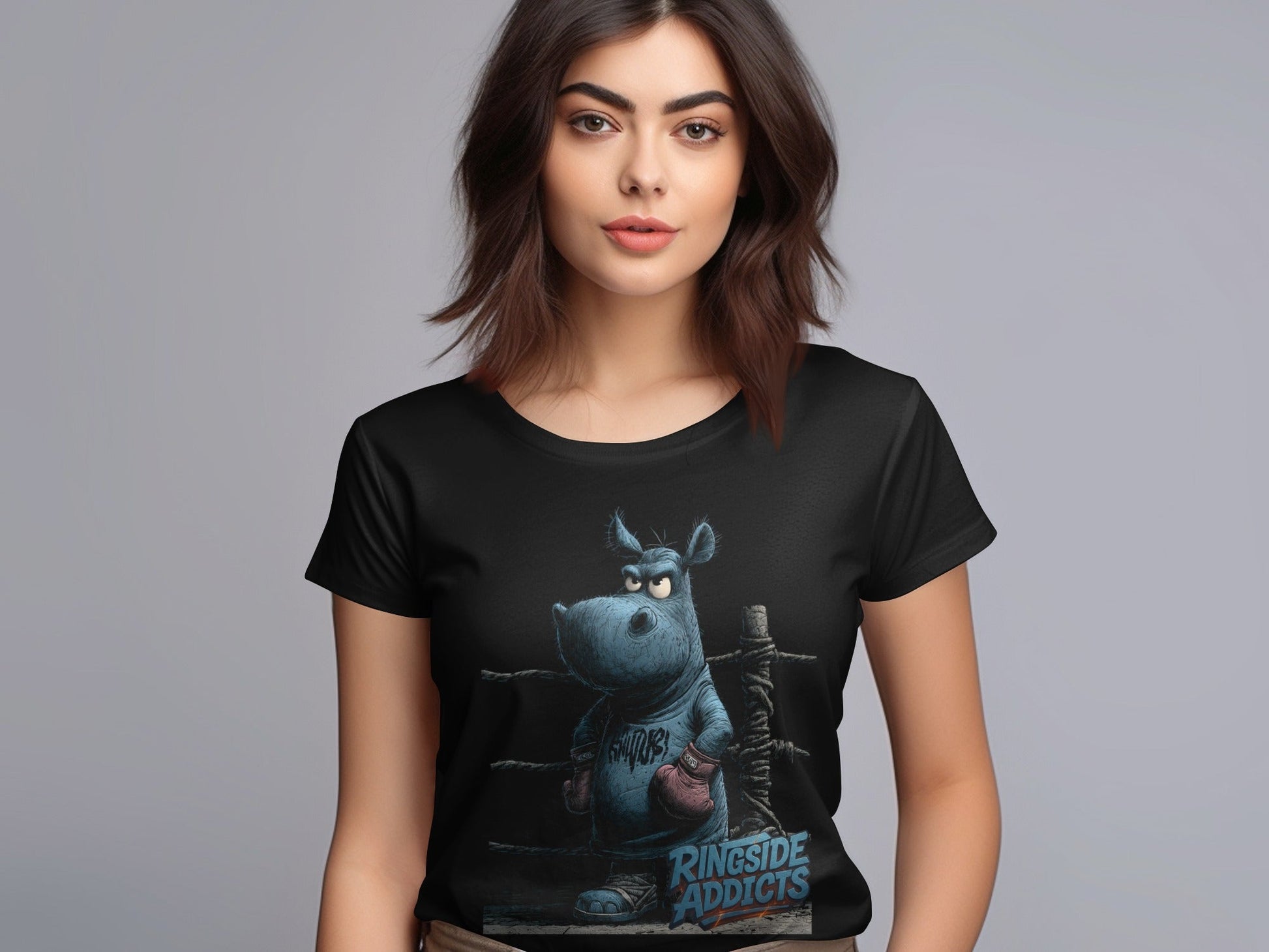 RMA APPAREL Hippo Boxer Unisex T-Shirt Sizes S to 5XL T-Shirt - Ringside Addicts White T-Shirt - RMA APPAREL - Roclla Media Apparel Store