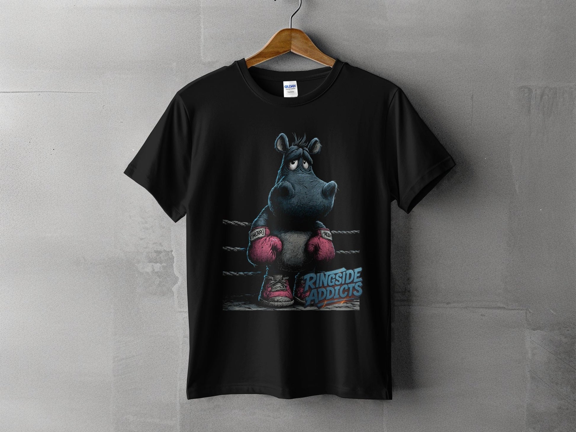 RMA APPAREL Hippo Boxer Unisex T-Shirt Sizes S to 5XL T-Shirt - Ringside Addicts White T-Shirt - RMA APPAREL - Roclla Media Apparel Store