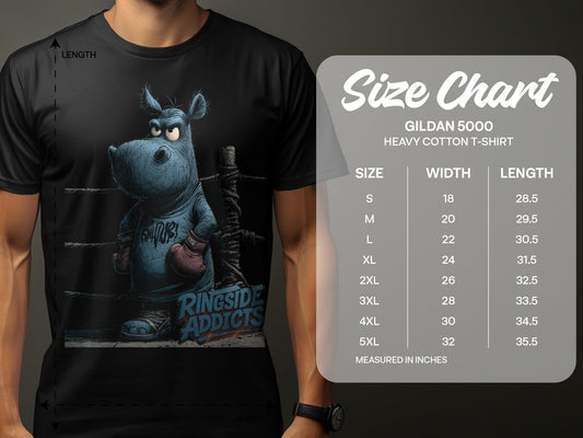 RMA APPAREL Hippo Boxer Unisex T-Shirt Sizes S to 5XL T-Shirt - Ringside Addicts White T-Shirt - RMA APPAREL - Roclla Media Apparel Store