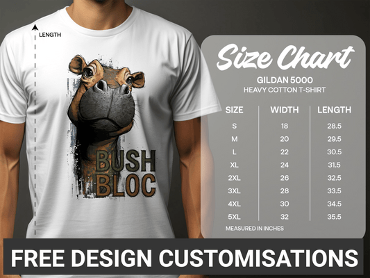 RMA APPAREL Hippo Graphic Mens, Womens Unisex T-Shirt - Bush Block White T-Shirt - RMA APPAREL - Roclla Media Apparel Store