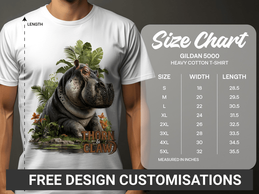 RMA APPAREL Hippo In Paradise Mens Womens Unisex T-Shirt - Thorn & Claw White T-Shirts - RMA APPAREL - Roclla Media Apparel Store