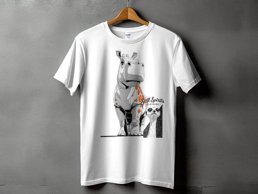 RMA APPAREL Hippo Meerkat Wildlife Art Mens Womens T-Shirt - Still Spirits White T-Shirt - RMA APPAREL - Roclla Media Apparel Store