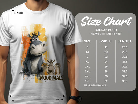 RMA APPAREL Hippo T-Shirt, Meerkat Tee, Zebra Top S - 5XL, Animal Shirt - Moodimals Unisex T-Shirt - RMA APPAREL - Roclla Media Apparel Store