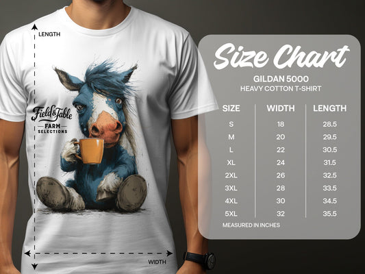 RMA APPAREL Horse Sipping Coffee Animal Unisex T-Shirt - Field&Fable White T-Shirt - RMA APPAREL - Roclla Media Apparel Store