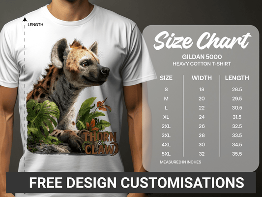 RMA APPAREL Hyena In The Jungle Mens Womens Unisex T-Shirt - Thorn & Claw White T-Shirts - RMA APPAREL - Roclla Media Apparel Store