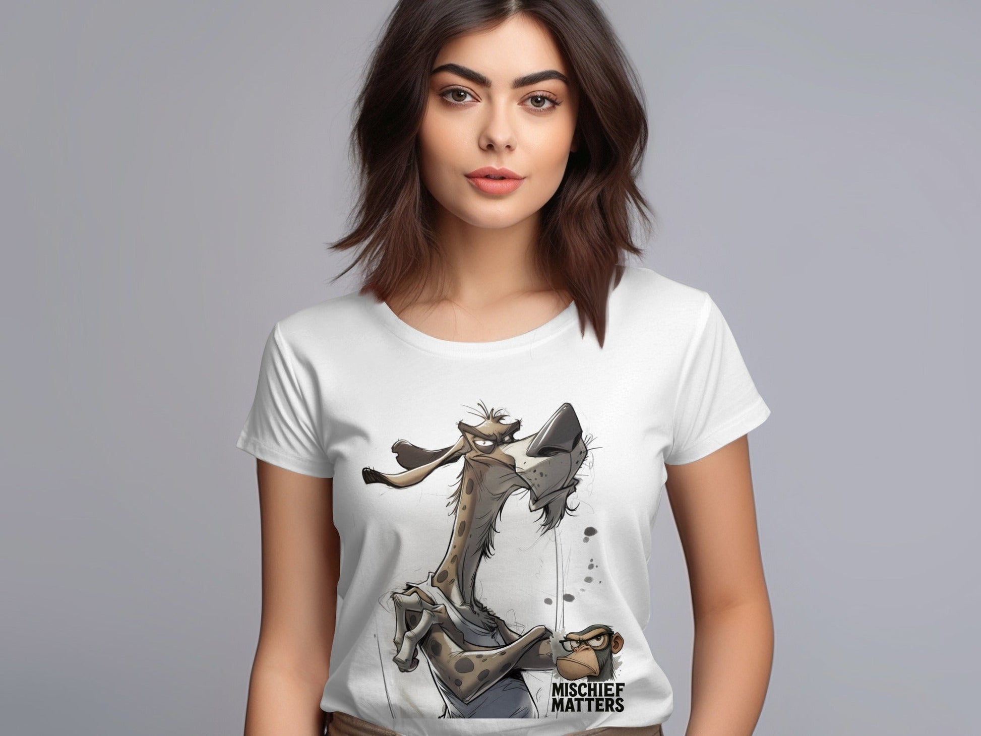 RMA APPAREL Hyena T-Shirt S to 5XL, Cartoon Animal Tee, Unisex T-Shirt - Mischief Matters White T-shirt - RMA APPAREL - Roclla Media Apparel Store