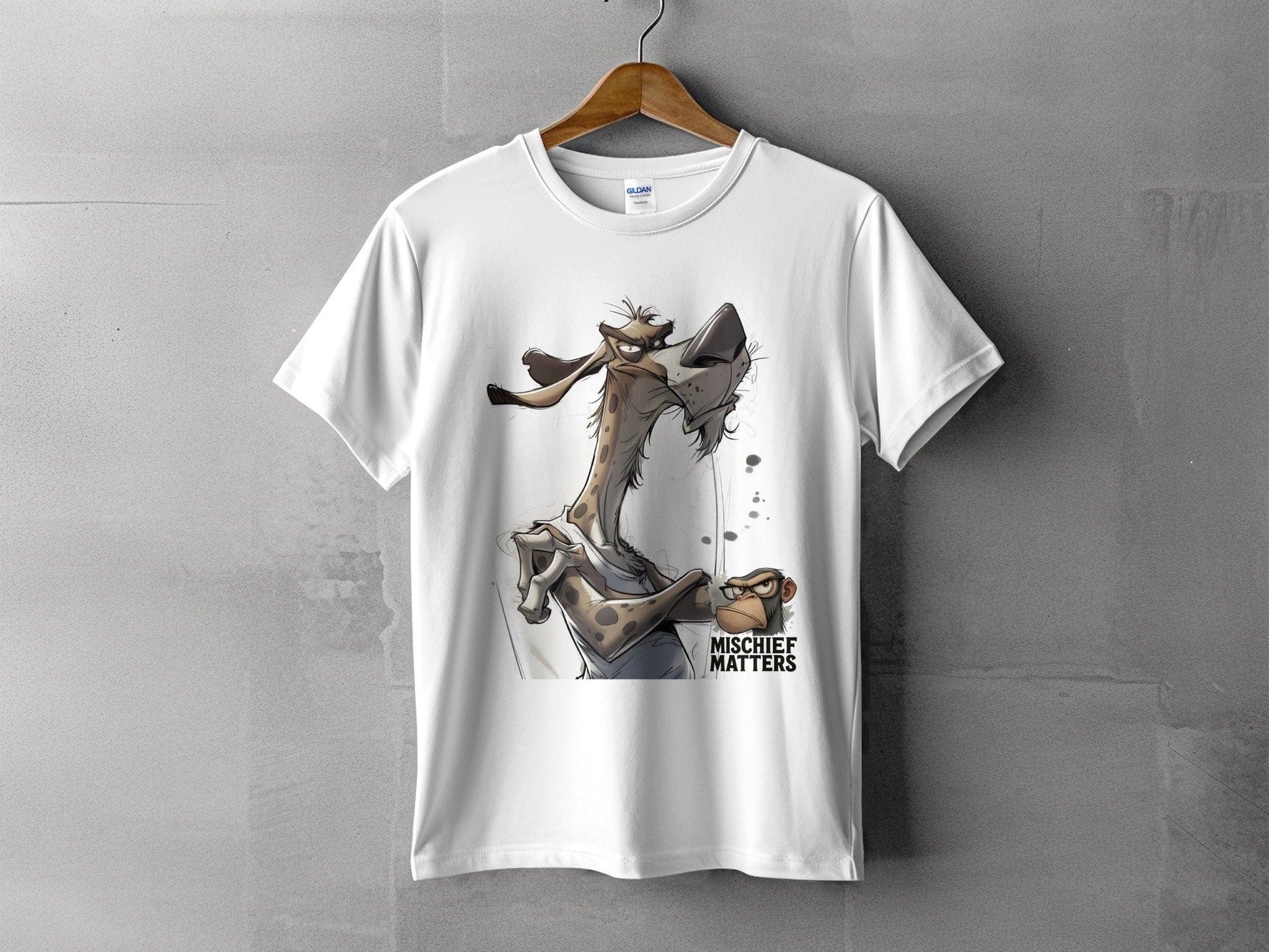 RMA APPAREL Hyena T-Shirt S to 5XL, Cartoon Animal Tee, Unisex T-Shirt - Mischief Matters White T-shirt - RMA APPAREL - Roclla Media Apparel Store