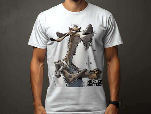 RMA APPAREL Hyena T-Shirt S to 5XL, Cartoon Animal Tee, Unisex T-Shirt - Mischief Matters White T-shirt - RMA APPAREL - Roclla Media Apparel Store