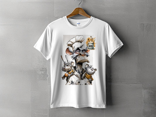 RMA APPAREL Kitchen Mayhem Chefs Monkey Sizes S to 5XL T-Shirt - Kitchen Mayhem White T-Shirt - RMA APPAREL - Roclla Media Apparel Store