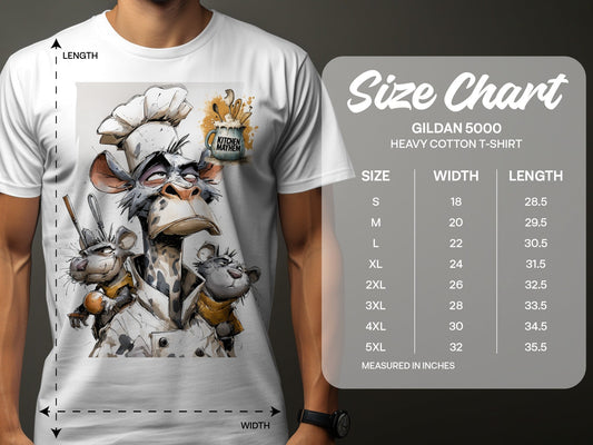 RMA APPAREL Kitchen Mayhem Chefs Monkey Sizes S to 5XL T-Shirt - Kitchen Mayhem White T-Shirt - RMA APPAREL - Roclla Media Apparel Store