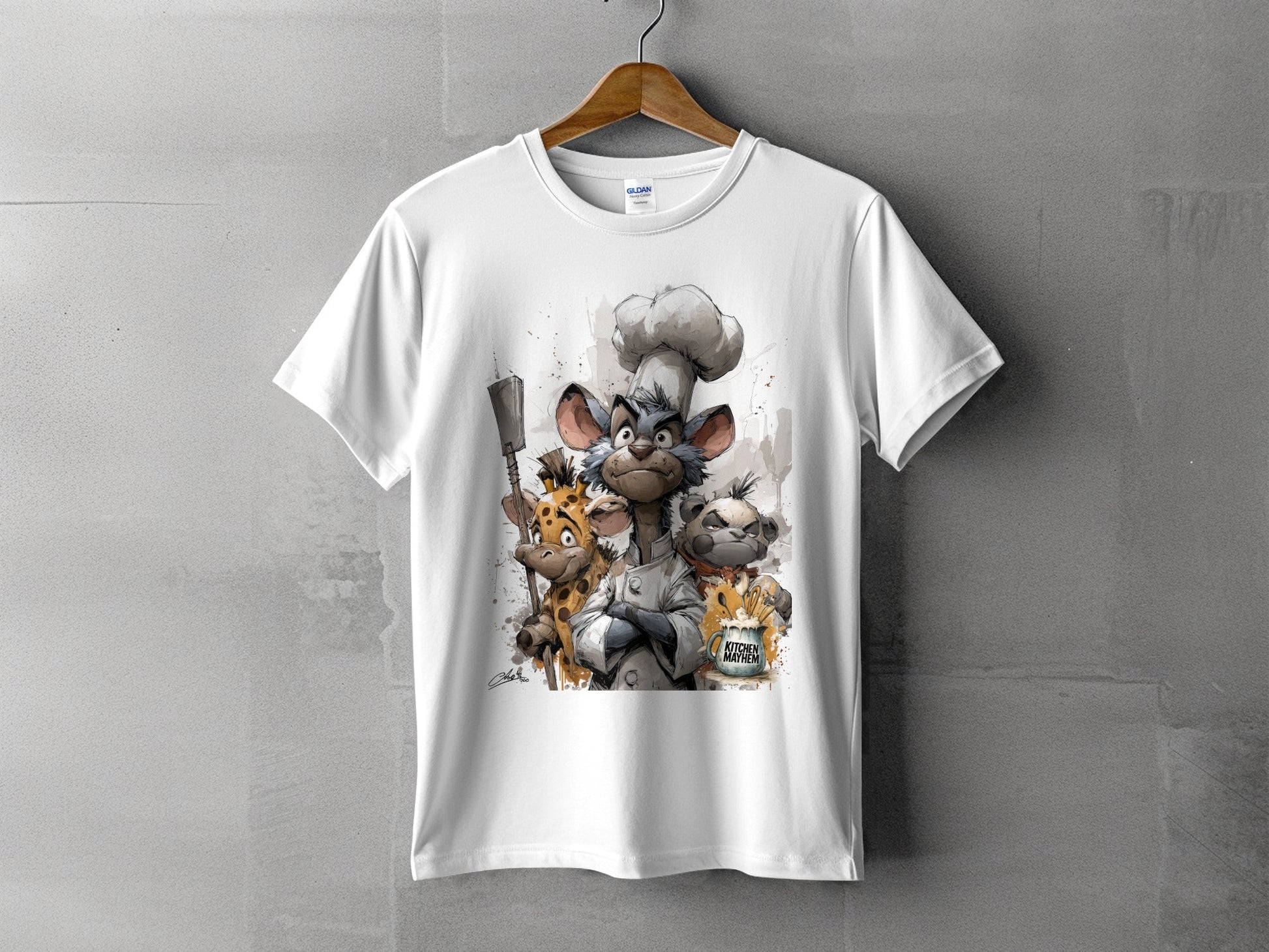 RMA APPAREL Kitchen Mayhem Crew Wildlife Animal T-Shirt S to 5XL - Kitchen Mayhem White T-Shirt - RMA APPAREL - Roclla Media Apparel Store