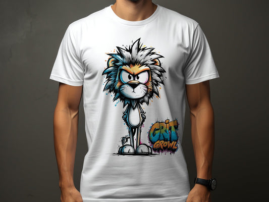 RMA APPAREL Lion Colourful Design Unisex T-Shirt Sizes S to 5XL - Grit & Growl White T-Shirts - RMA APPAREL - Roclla Media Apparel Store