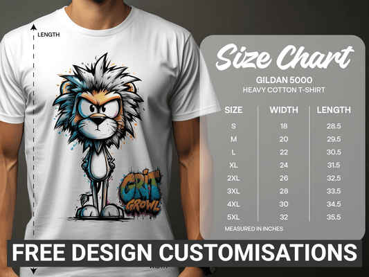 RMA APPAREL Lion Colourful Design Unisex T-Shirt Sizes S to 5XL - Grit & Growl White T-Shirts - RMA APPAREL - Roclla Media Apparel Store