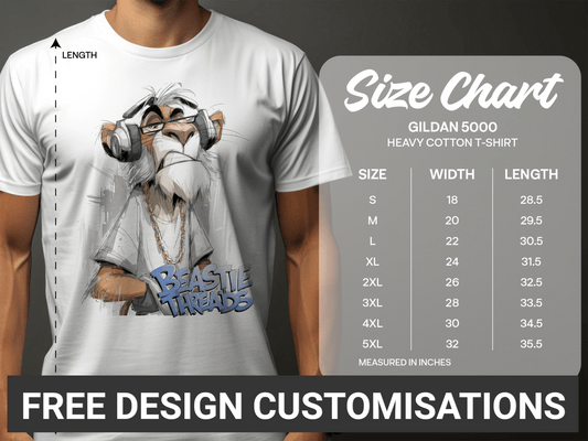 RMA Apparel Lion T-Shirt, DJ Lion Tee, Unisex T-Shirt Sizes S to 5XL - Beastie Threads White T-Shirt - RMA APPAREL - Roclla Media Apparel Store