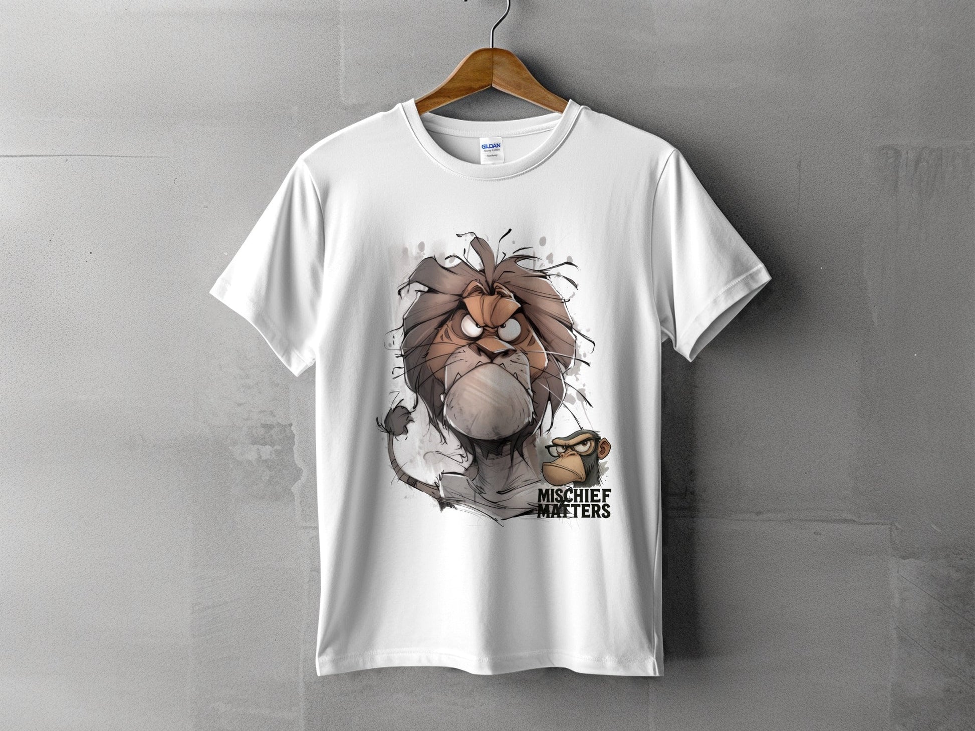 RMA APPAREL Lion T-Shirt, Mischief Matters, Animal Shirt, S - 5XL - Mischief Matters White T-shirt - RMA APPAREL - Roclla Media Apparel Store