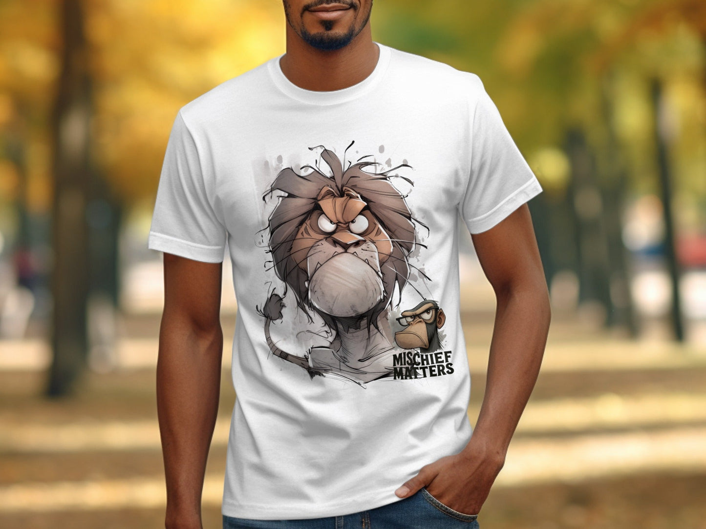 RMA APPAREL Lion T-Shirt, Mischief Matters, Animal Shirt, S - 5XL - Mischief Matters White T-shirt - RMA APPAREL - Roclla Media Apparel Store