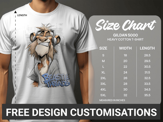 RMA Apparel Lion T-Shirt, Music Lover Tee, Unisex T-Shirt Sizes S to 5XL - Beastie Threads White T-Shirt - RMA APPAREL - Roclla Media Apparel Store