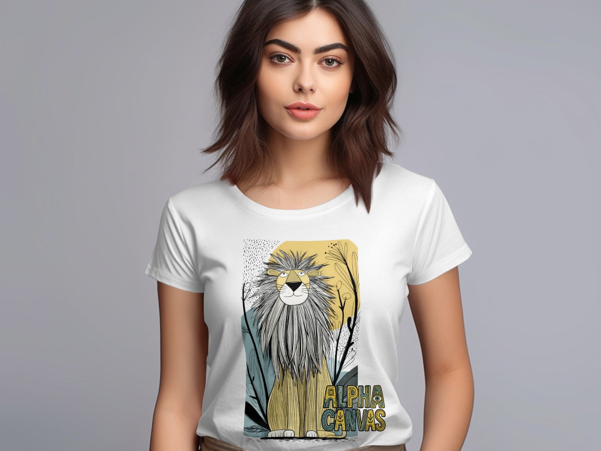 RMA APPAREL Lion Wildlife Animal Illustration Unisex T-Shirt - DFTW - White T-Shirt - RMA APPAREL - Roclla Media Apparel Store