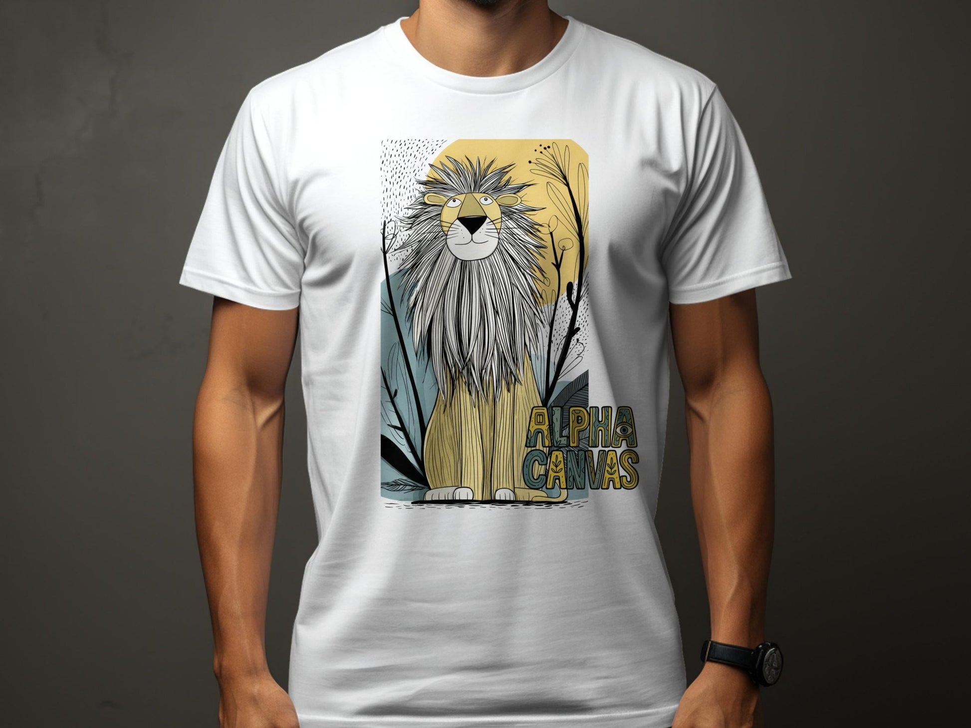 RMA APPAREL Lion Wildlife Animal Illustration Unisex T-Shirt - DFTW - White T-Shirt - RMA APPAREL - Roclla Media Apparel Store