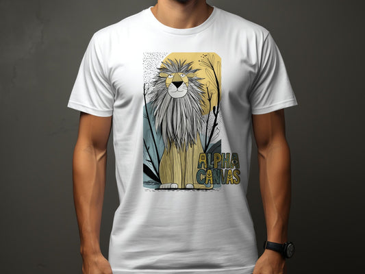 RMA APPAREL Lion Wildlife Animal Illustration Unisex T-Shirt - DFTW - White T-Shirt - RMA APPAREL - Roclla Media Apparel Store