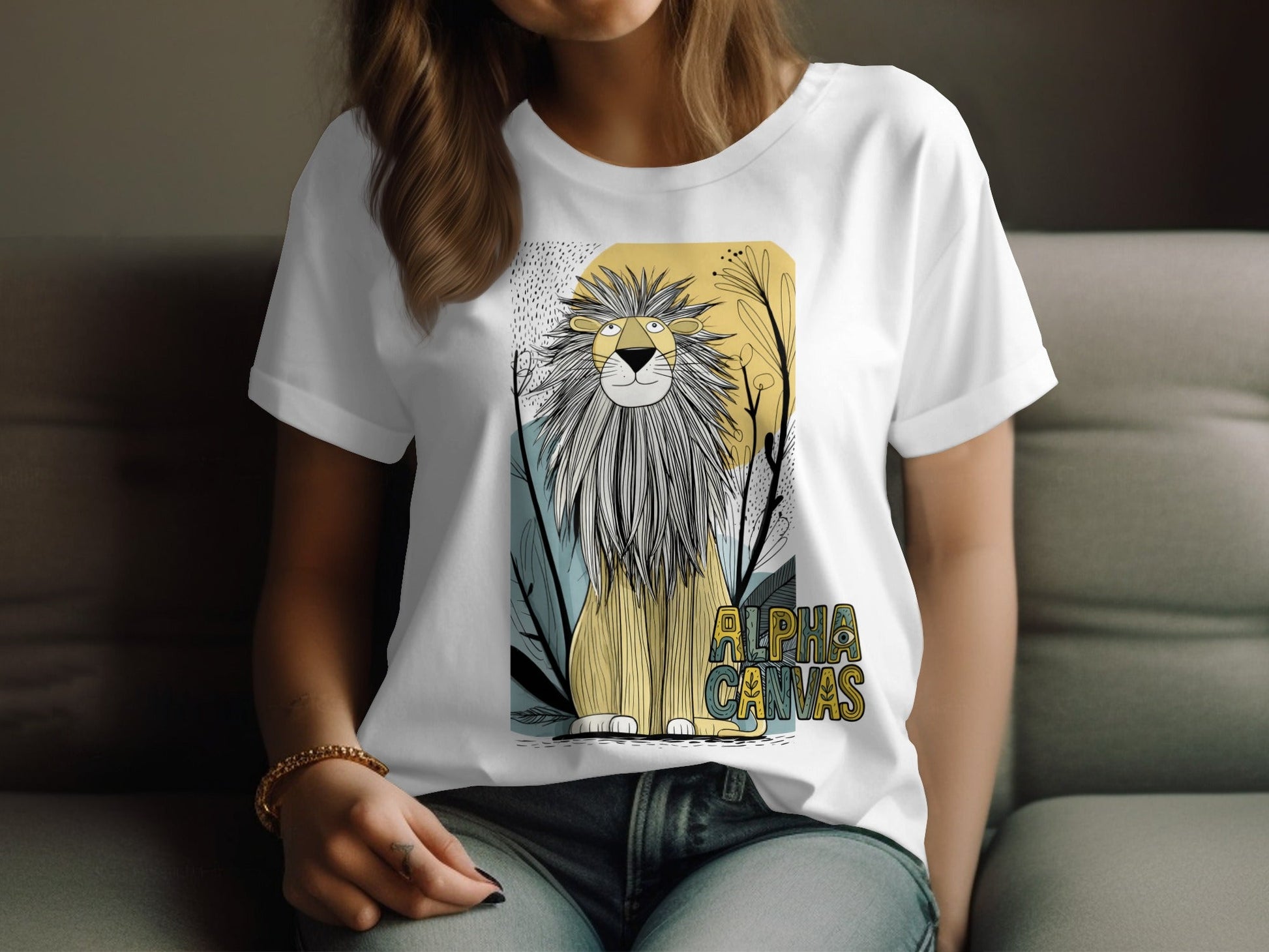 RMA APPAREL Lion Wildlife Animal Illustration Unisex T-Shirt - DFTW - White T-Shirt - RMA APPAREL - Roclla Media Apparel Store