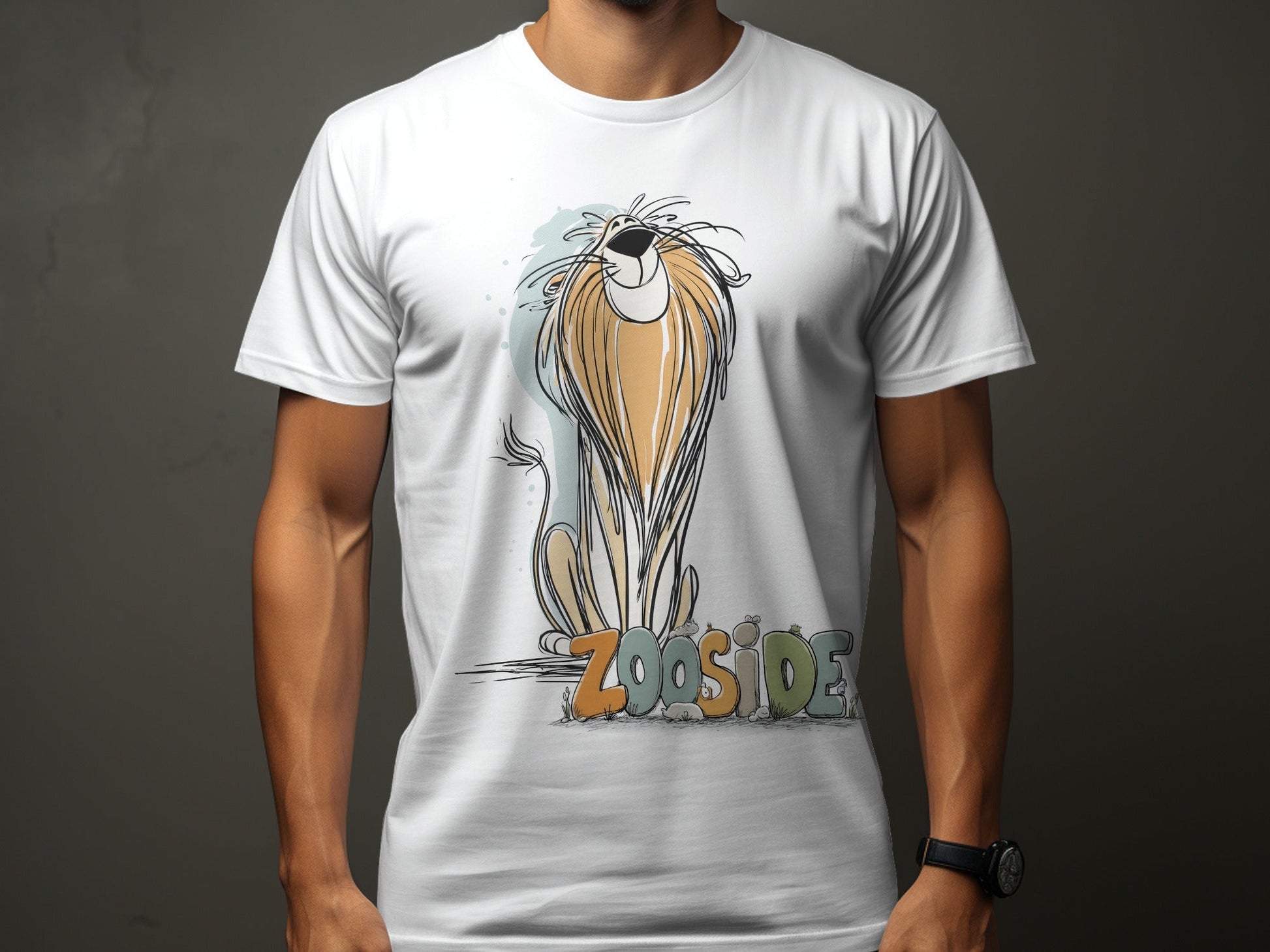 RMA APPAREL Lion Zooside Unisex Sizes S to 5XL Animal T-Shirt - Zooside White T-Shirts - RMA APPAREL - Roclla Media Apparel Store