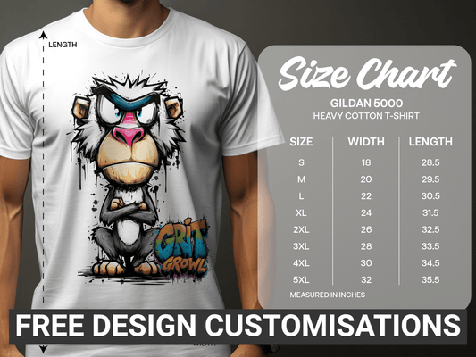 RMA APPAREL Mandrill Colourful Unisex T-Shirt Sizes S to 5XL - Grit & Growl White T-Shirts - RMA APPAREL - Roclla Media Apparel Store