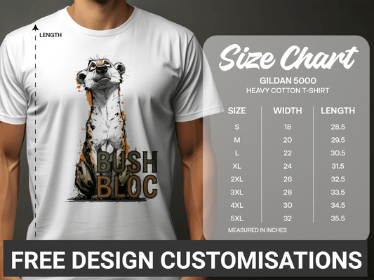RMA APPAREL Meerkat Sketch Wildlife Graphic Mens Womens T-Shirt - Bush Block White T-Shirt - RMA APPAREL - Roclla Media Apparel Store