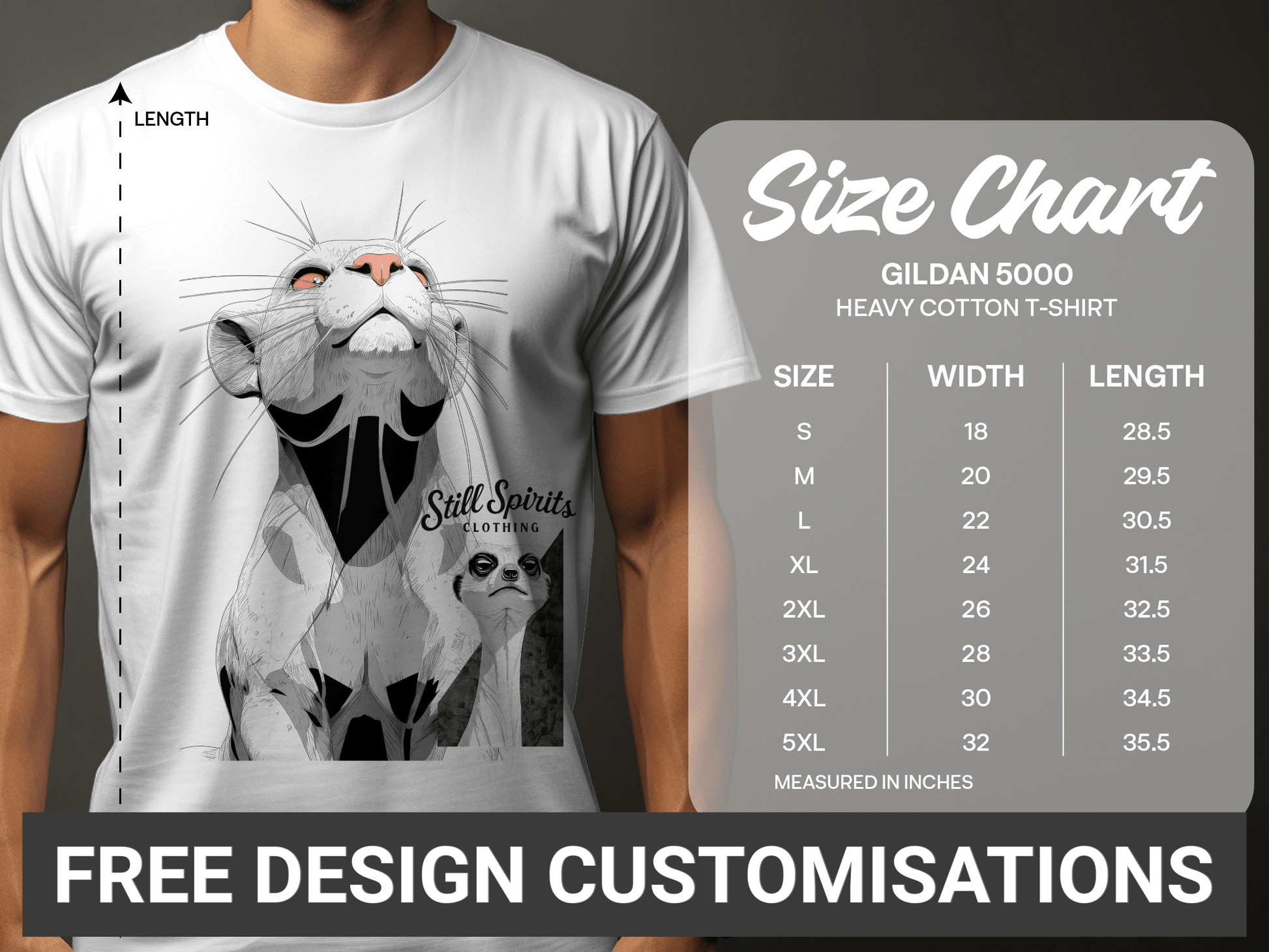 RMA APPAREL Meerkat Wildlife Graphic Mens Unisex T-Shirt - Still Spirits White T-Shirt - RMA APPAREL - Roclla Media Apparel Store