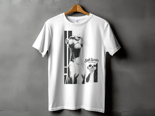 RMA APPAREL Panther Meerkat Graphic Unisex T-Shirt Sizes S - 5XL - Still Spirits White T-Shirt - RMA APPAREL - Roclla Media Apparel Store