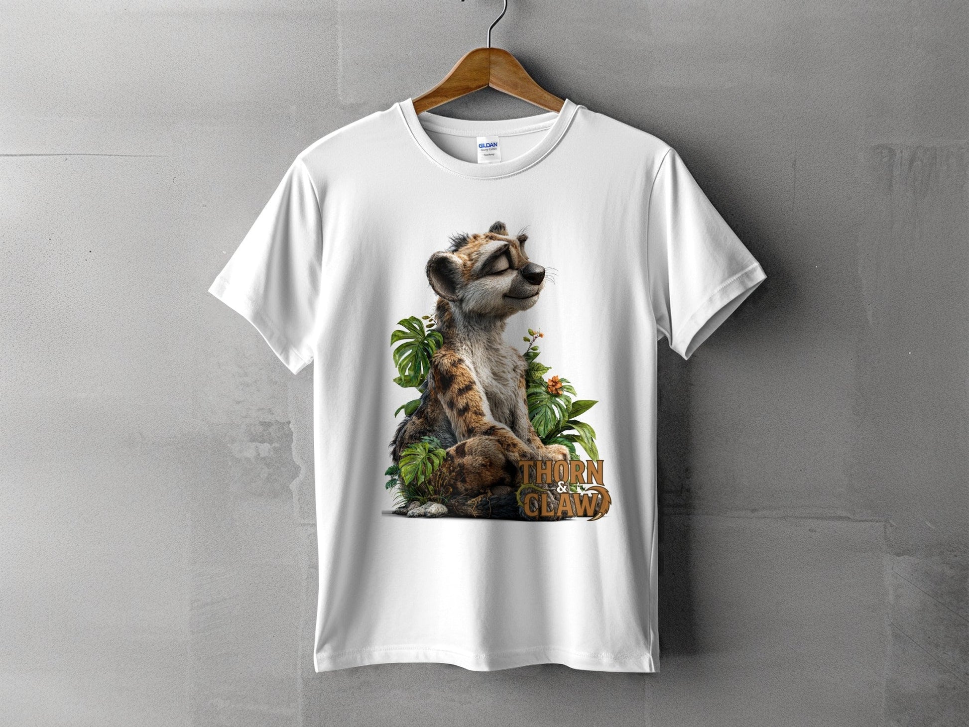RMA APPAREL Peaceful Cheetah With Plants T-Shirt Sizes S - 5XL - Thorn & Claw White T-Shirts - RMA APPAREL - Roclla Media Apparel Store