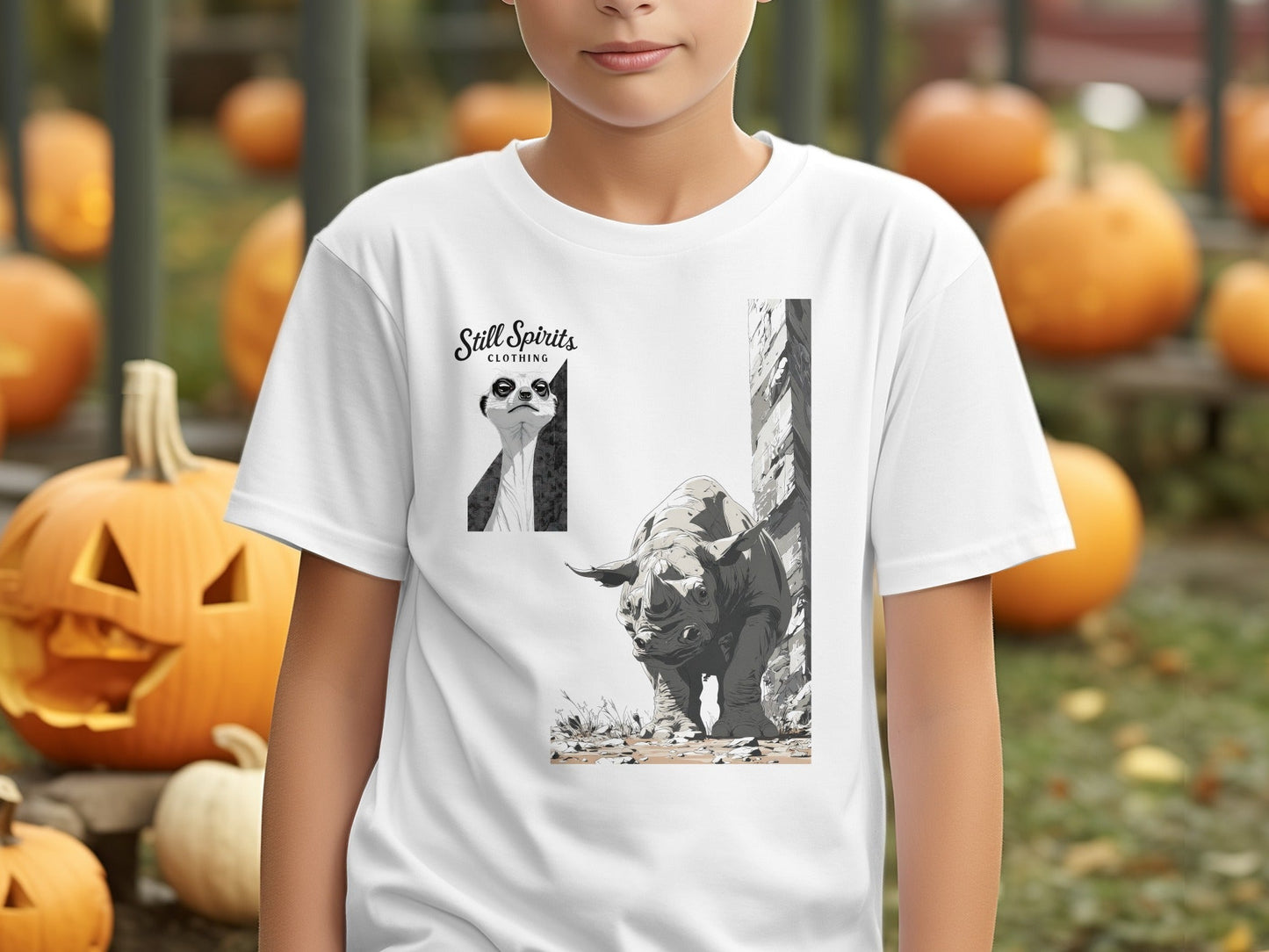 RMA APPAREL Rhino Meerkat Design Unisex Mens T-Shirt Sizes T-Shirt - Still Spirits White T-Shirt - RMA APPAREL - Roclla Media Apparel Store