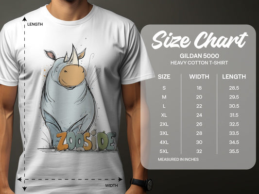 RMA APPAREL Rhino Wildlife Cute Illustration Unisex T-Shirt - Zooside White T-Shirts - RMA APPAREL - Roclla Media Apparel Store