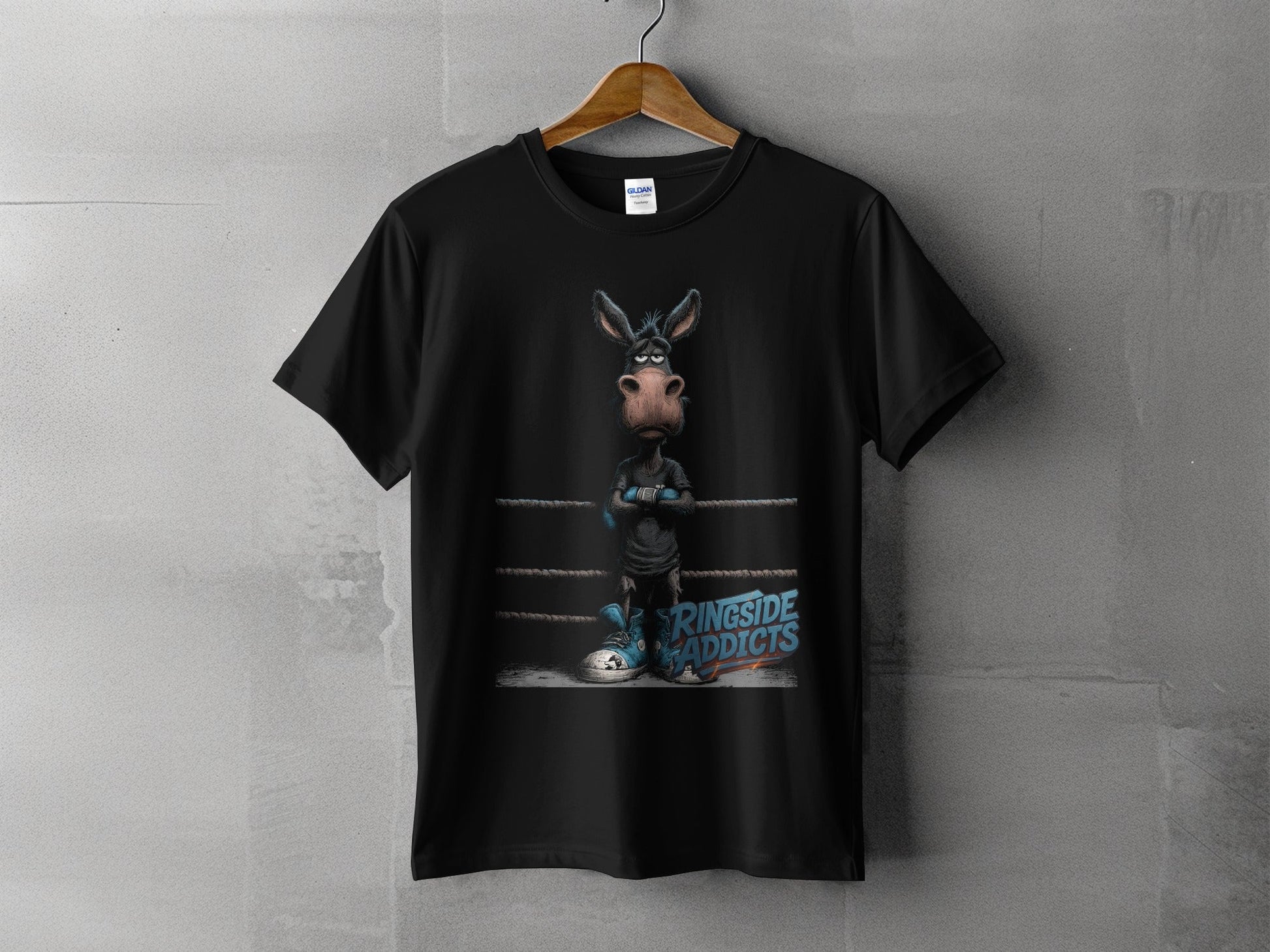 RMA APPAREL Ringside Donkey Wildlife Unisex Adult T-Shirt - Ringside Addicts White T-Shirt - RMA APPAREL - Roclla Media Apparel Store